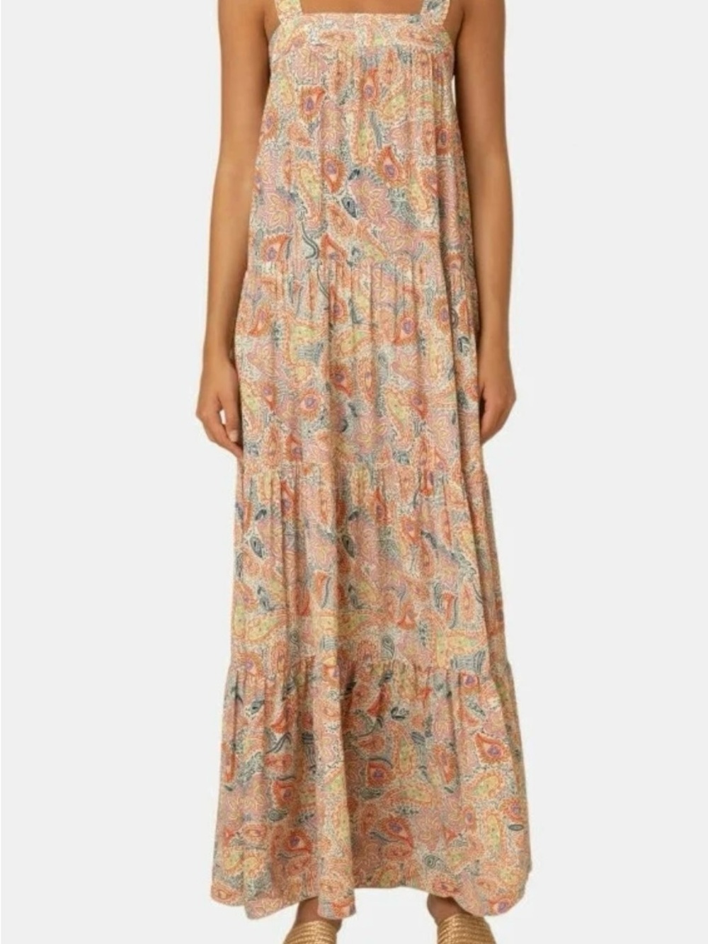 FRNCH Paris Paisley EcoVero Tiered Midi Dress, Size M